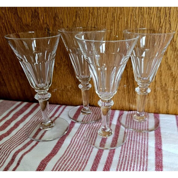 4 Vintage Cut Crystal Cordial Glasses 4.25" elegant faceted home bar 2oz designe - Picture 3 of 8
